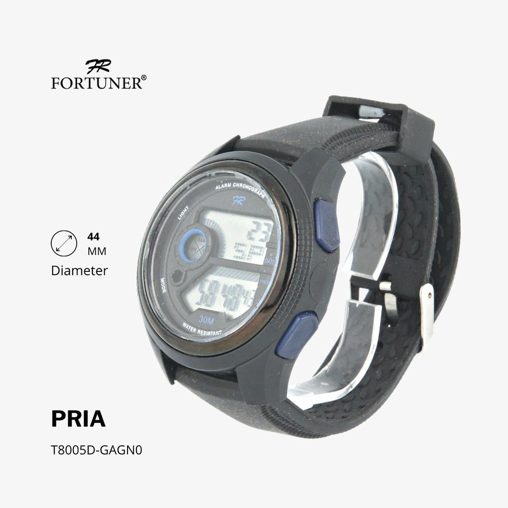 Fortuner Jam Tangan Digital Pria Black Water Resistant Rubber Gustavo