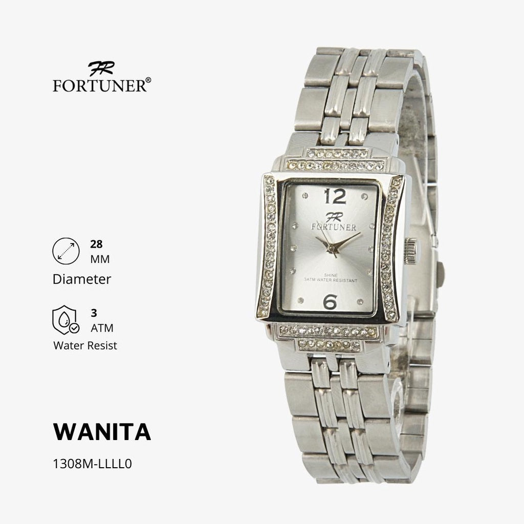 Fortuner Jam Tangan Analog Wanita Klasik Permata Water Resistant Rantai Yolane