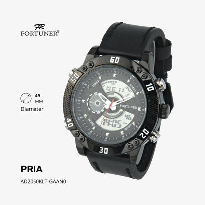 Fortuner Jam Tangan Pria Double Time Water Resistant Kulit Gavin