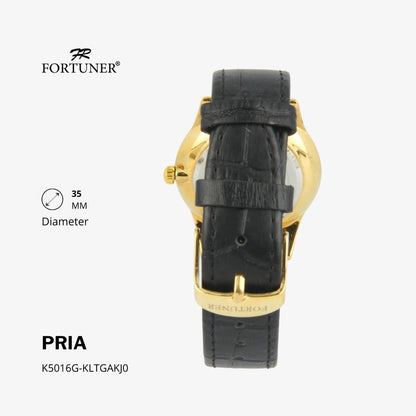 Fortuner Jam Tangan Analog Pria Water Resistant Silver Gold Kulit Hanoch