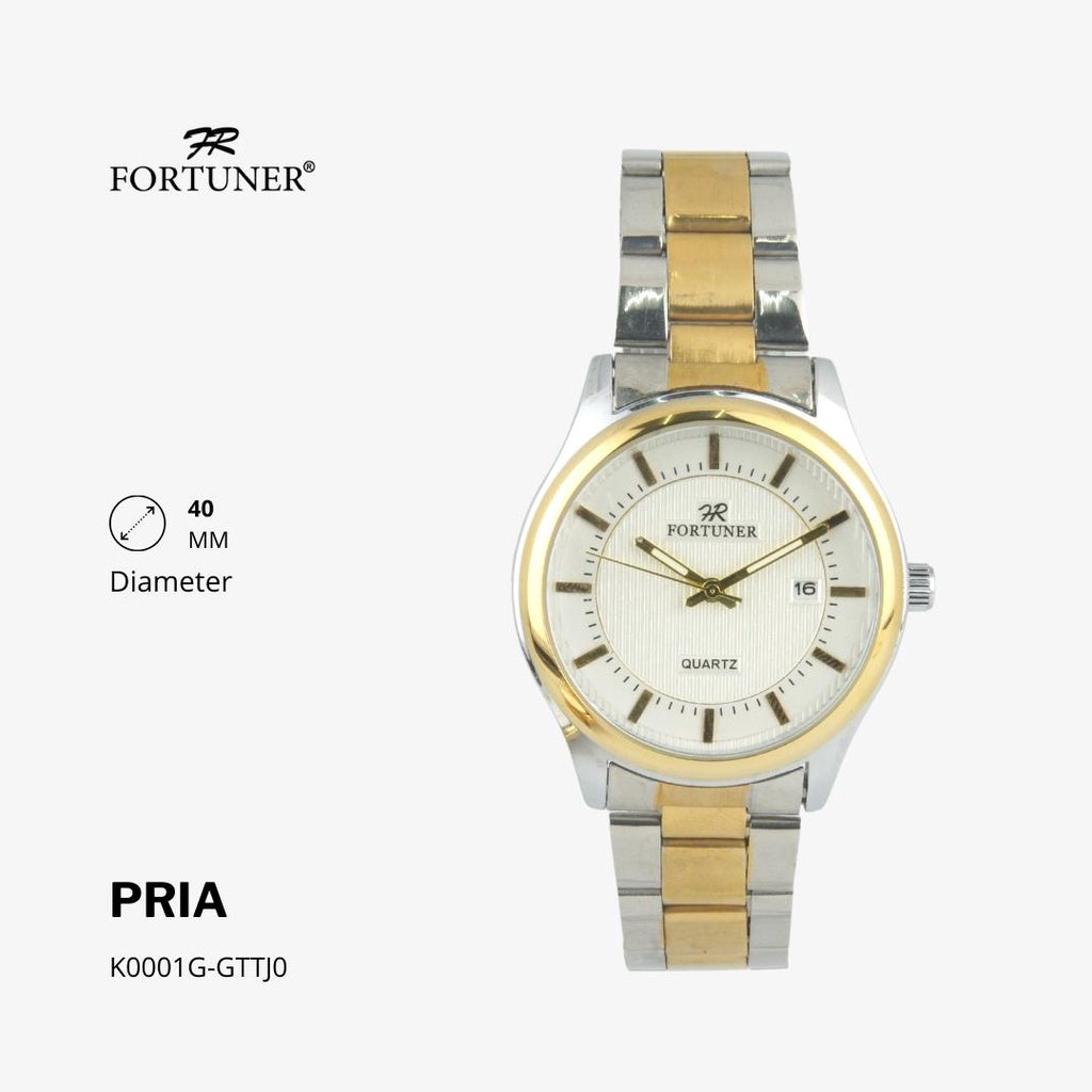 Fortuner Jam Tangan Casual Pria Analog Water Resistant Rantai Stainless Gold Silver Hitam Hammad