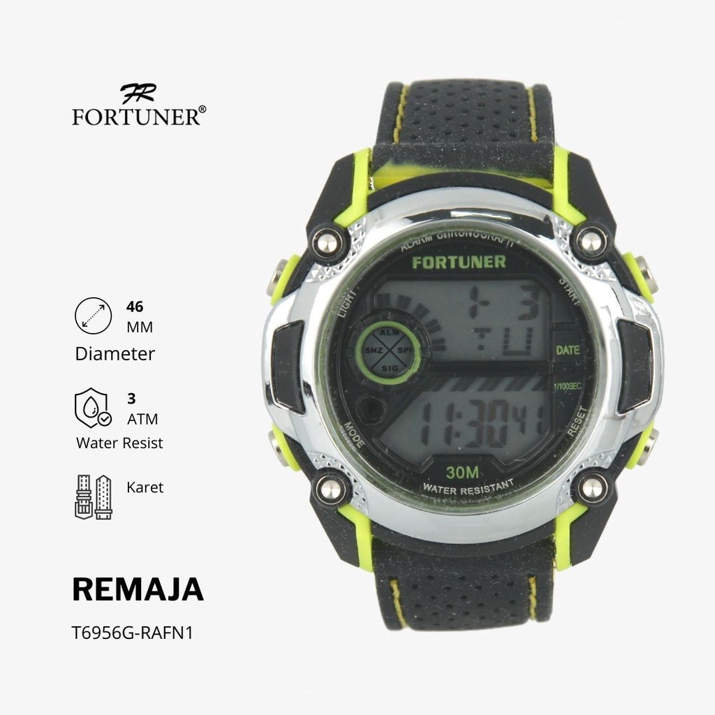 Fortuner Jam Tangan Sports Digital Remaja Rubber Strap Water Resistant Tiarney