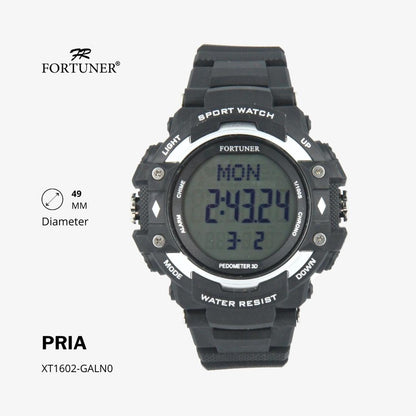 Fortuner Jam Tangan Sports Watch Digital Chrono Pria Black Water Resistant Rubber George