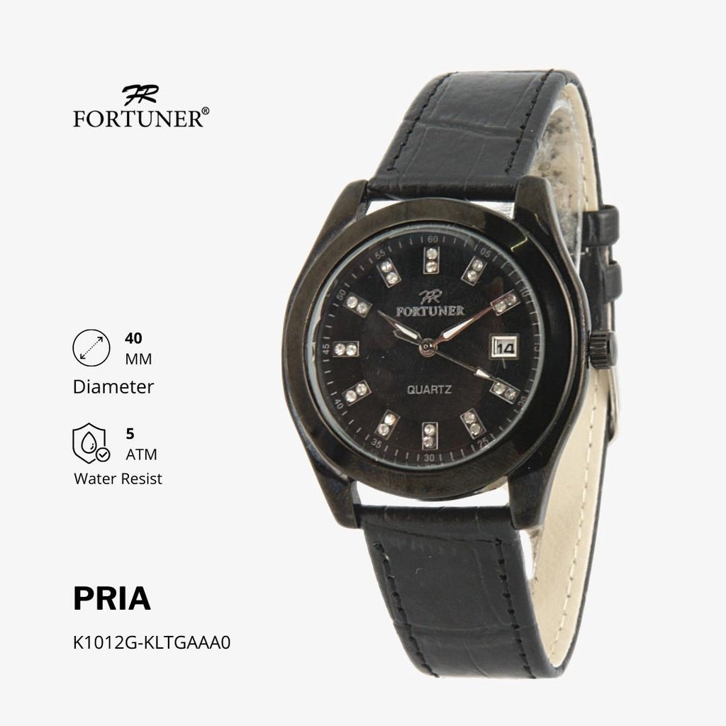 Fortuner Jam Tangan Analog Pria Kulit Water Resistant Addison