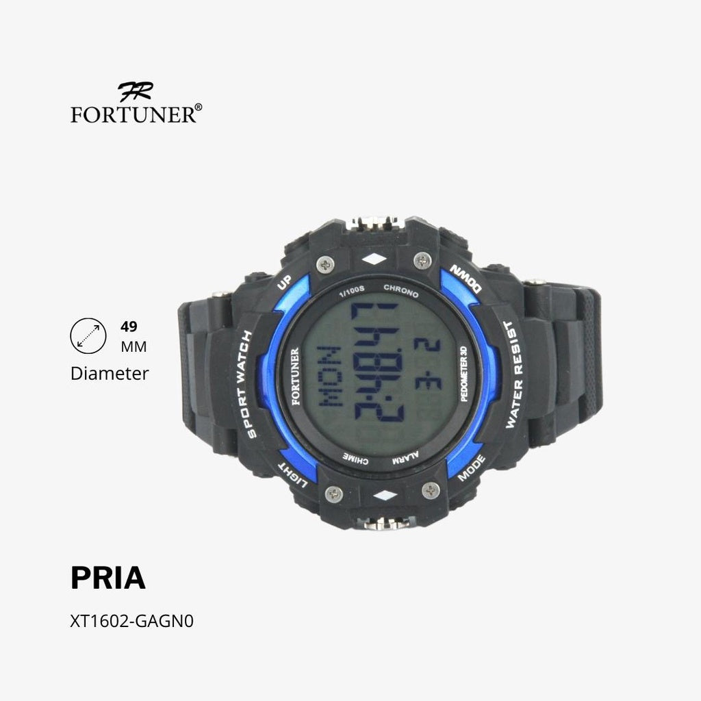 Fortuner Jam Tangan Sports Watch Digital Chrono Pria Black Water Resistant Rubber George