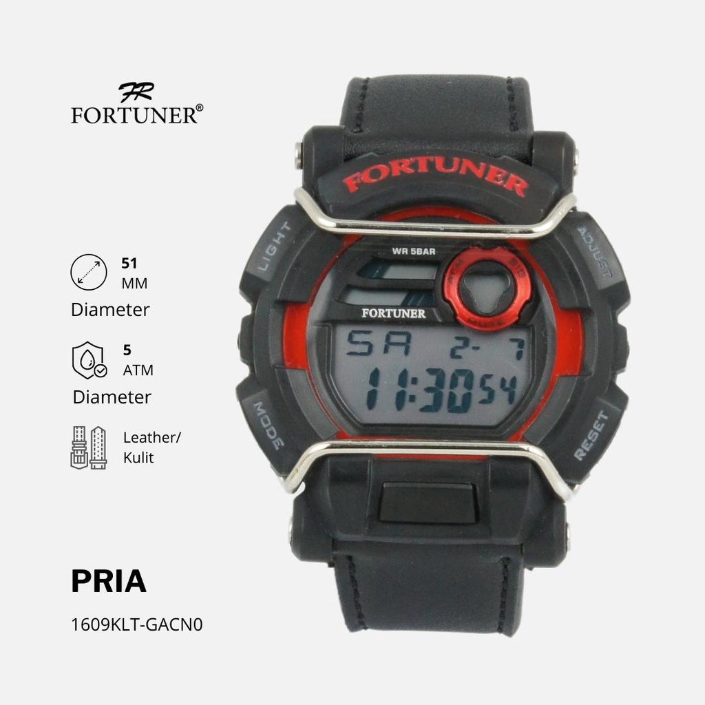 Fortuner Jam Tangan Pria Digital Sport Water Resist Kulit Alojz