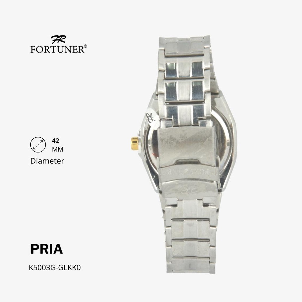 Fortuner Jam Tangan Fashion Pria Analog Water Resistant Rantai Stainless Silver Gold Henleigh