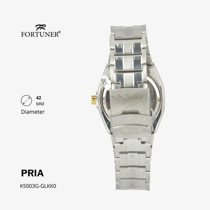 Fortuner Jam Tangan Fashion Pria Analog Water Resistant Rantai Stainless Silver Gold Henleigh