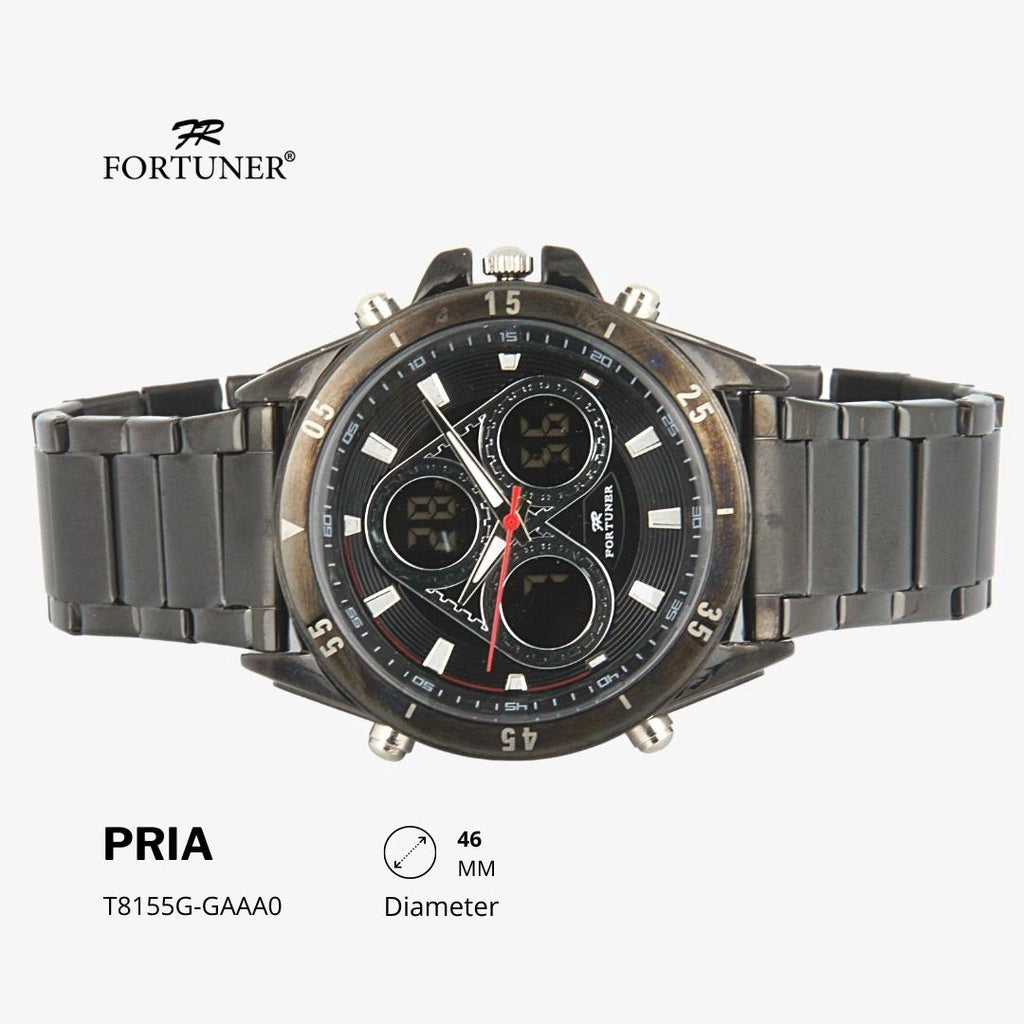 Fortuner Jam Tangan Analog Digital Pria Water Resistant Rantai Heraldo