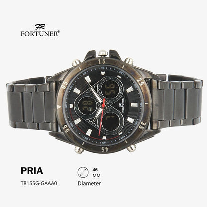 Fortuner Jam Tangan Analog Digital Pria Water Resistant Rantai Heraldo