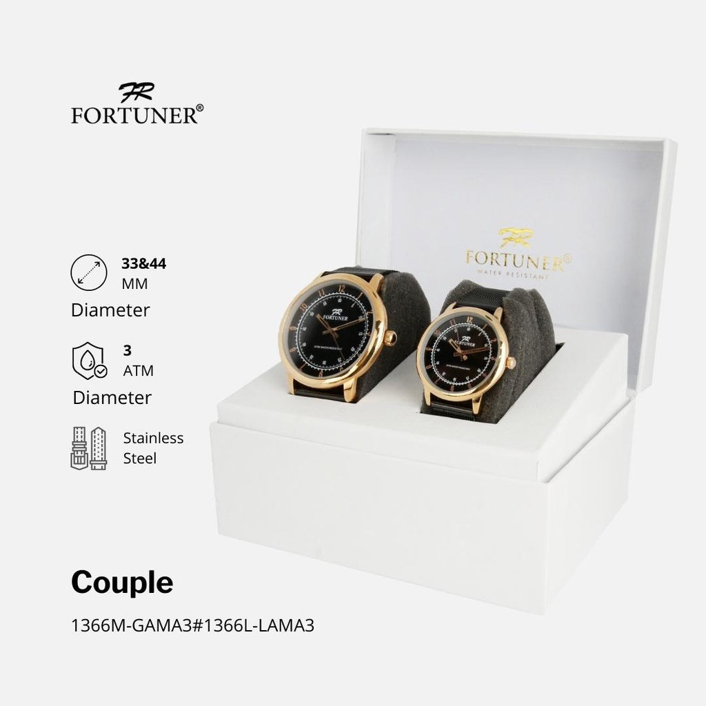 Fortuner Jam Tangan Couple Analog Water Resistant Rantai Pasir Milanese Blaise