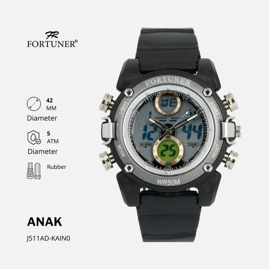 Fortuner Jam Tangan Anak Anti Air Analog-Digital Sport Rubber Yorath