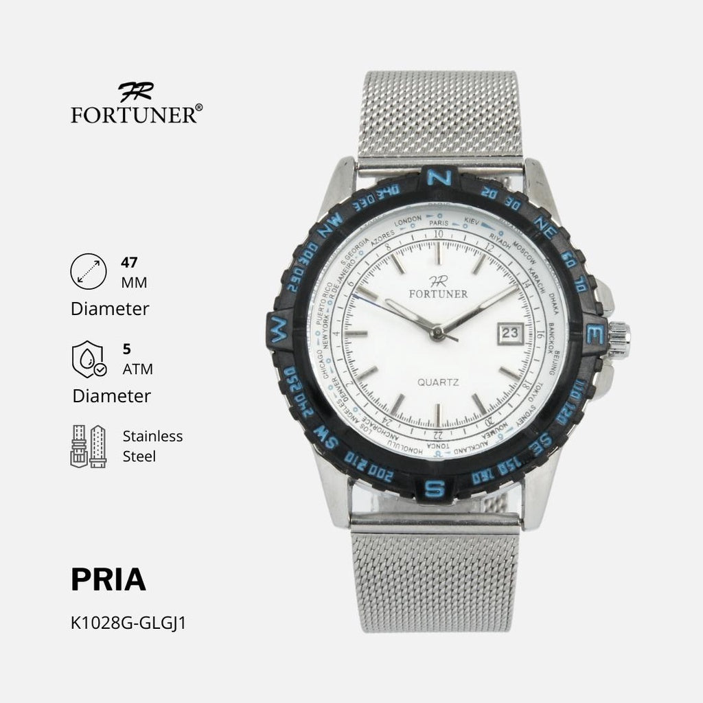 Fortuner Jam Tangan Analog Pria Water Resistant Rantai Pasir Milanese Varten