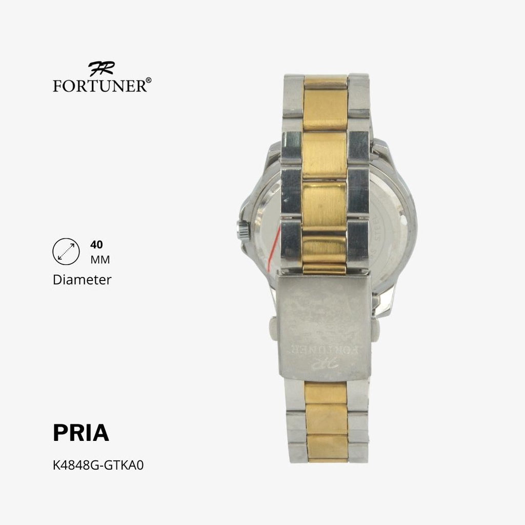 Fortuner Jam Tangan Casual Pria Analog Water Resistant Rantai Stainless Gold Silver Hitam Hoover