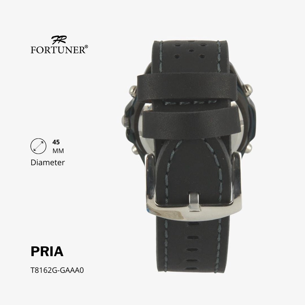 Fortuner Jam Tangan Fashion Pria Analog-Digital Water Resistant Kulit Hitam Coklat Hien