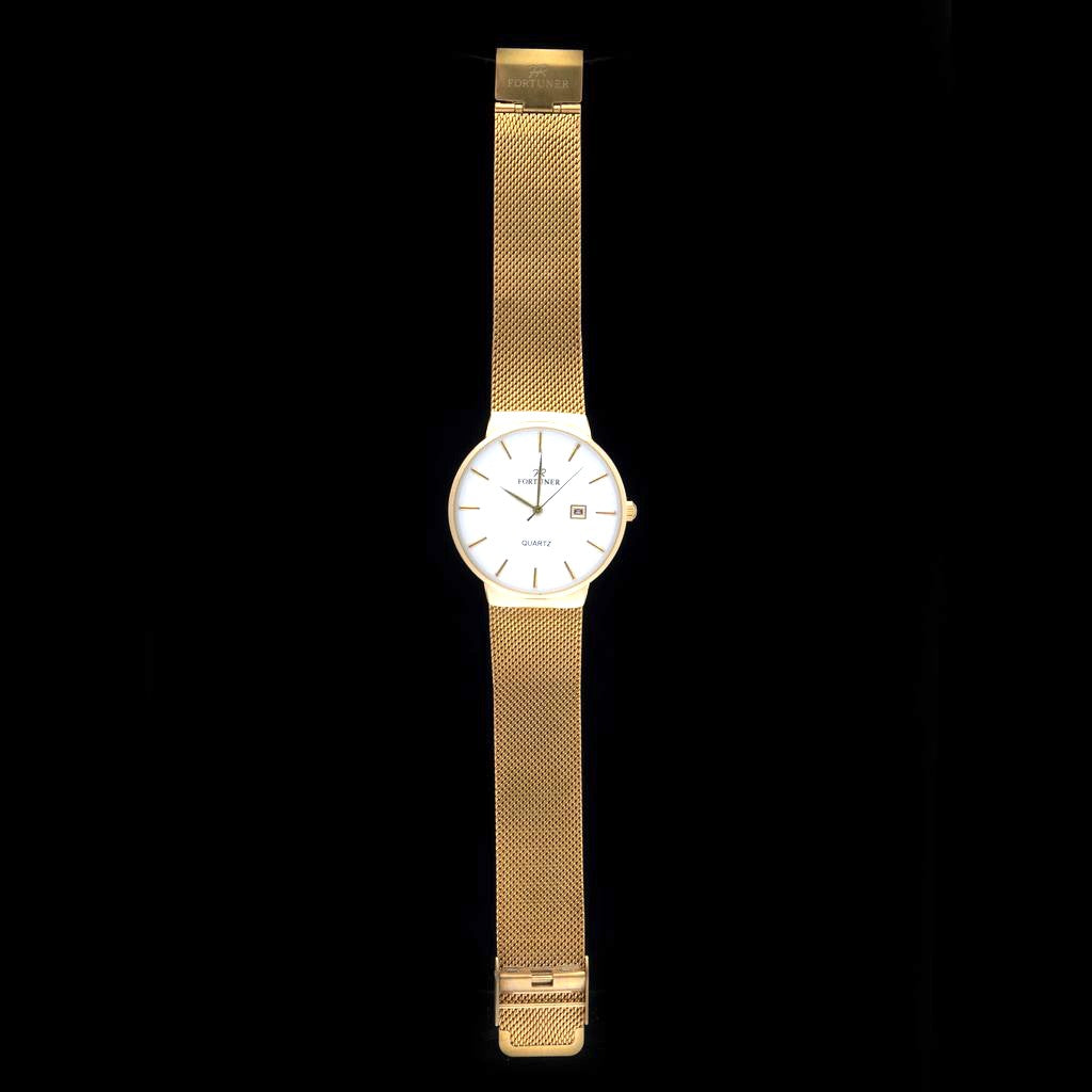 Fortuner Jam Tangan Analog Pria Gold Putih Water Resistant Alan