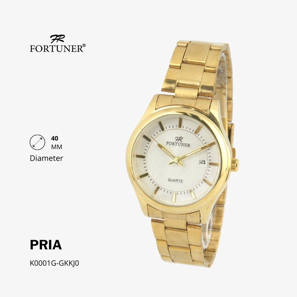 Fortuner Jam Tangan Casual Pria Analog Water Resistant Rantai Stainless Gold Silver Hitam Hammad