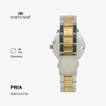 Fortuner Jam Tangan Casual Pria Analog Water Resistant Rantai Stainless Gold Silver Hitam Hammad