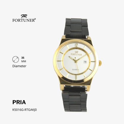 Fortuner Jam Tangan Analog Pria Water Resistant Silver Gold Rantai Harvy