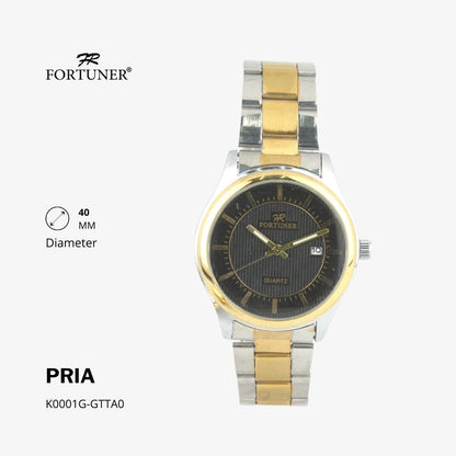 Fortuner Jam Tangan Casual Pria Analog Water Resistant Rantai Stainless Gold Silver Hitam Hammad