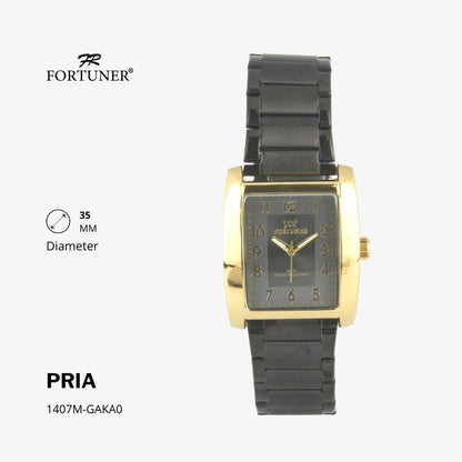 Fortuner Jam Tangan Fashion Pria Analog Water Resistant Rantai Stainless Gold Silver Hitam Heber