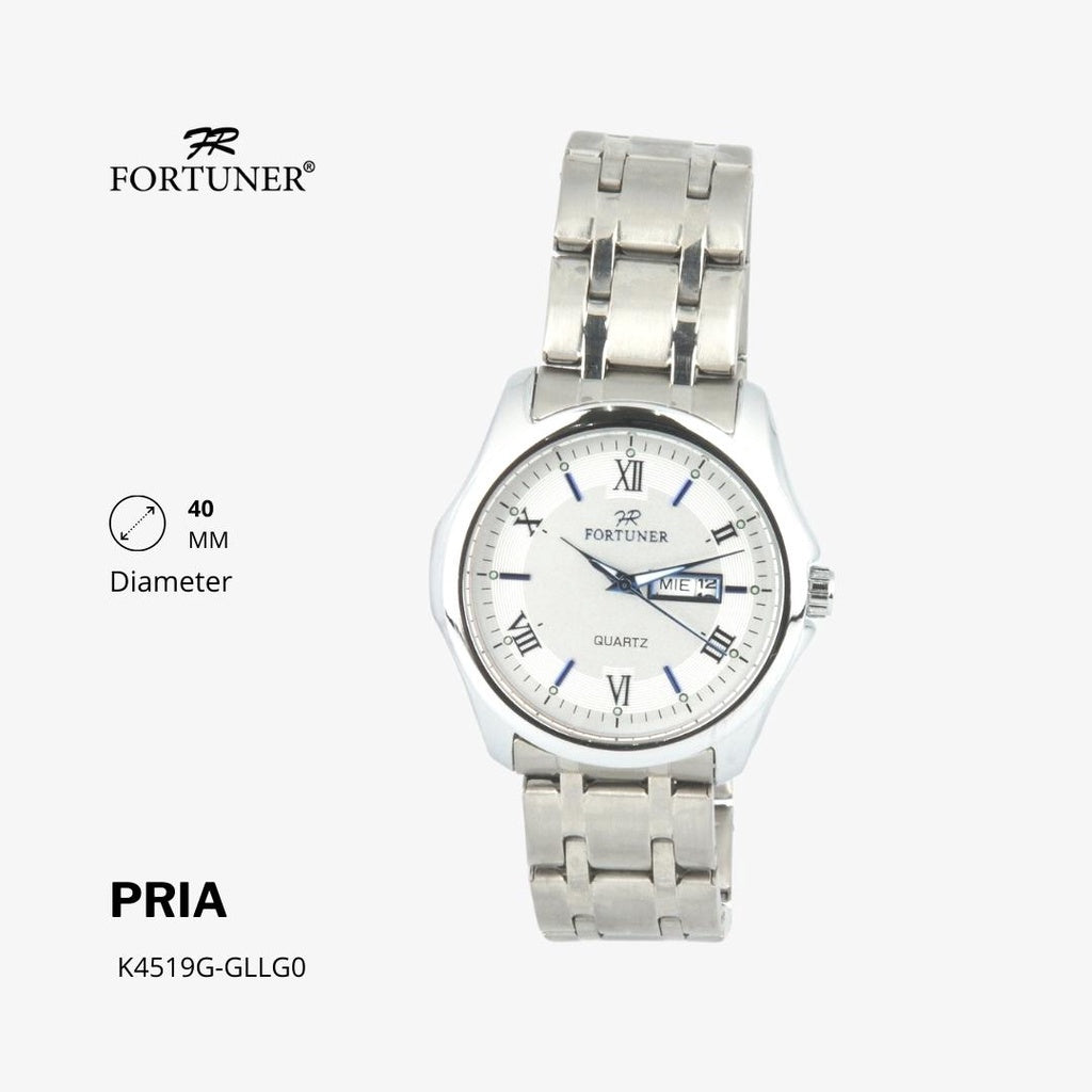 Fortuner Jam Tangan Analog Pria Day-Date Water Resistant Rantai Bonus Dompet dan Box Exclusive Lennox