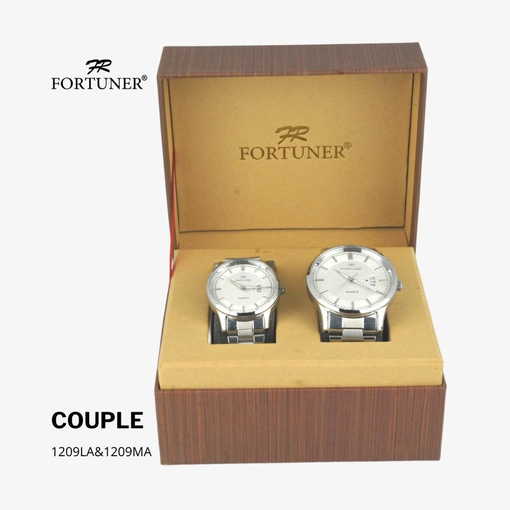 Fortuner Arloji Couple Jam Tangan Analog Tahan Air Water Resistant Rantai Stainless Celestial Hitam