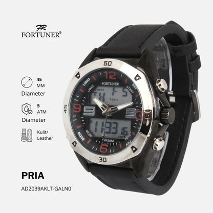 Fortuner Jam Tangan Pria Analog-Digital Water Resist Kulit Anwel