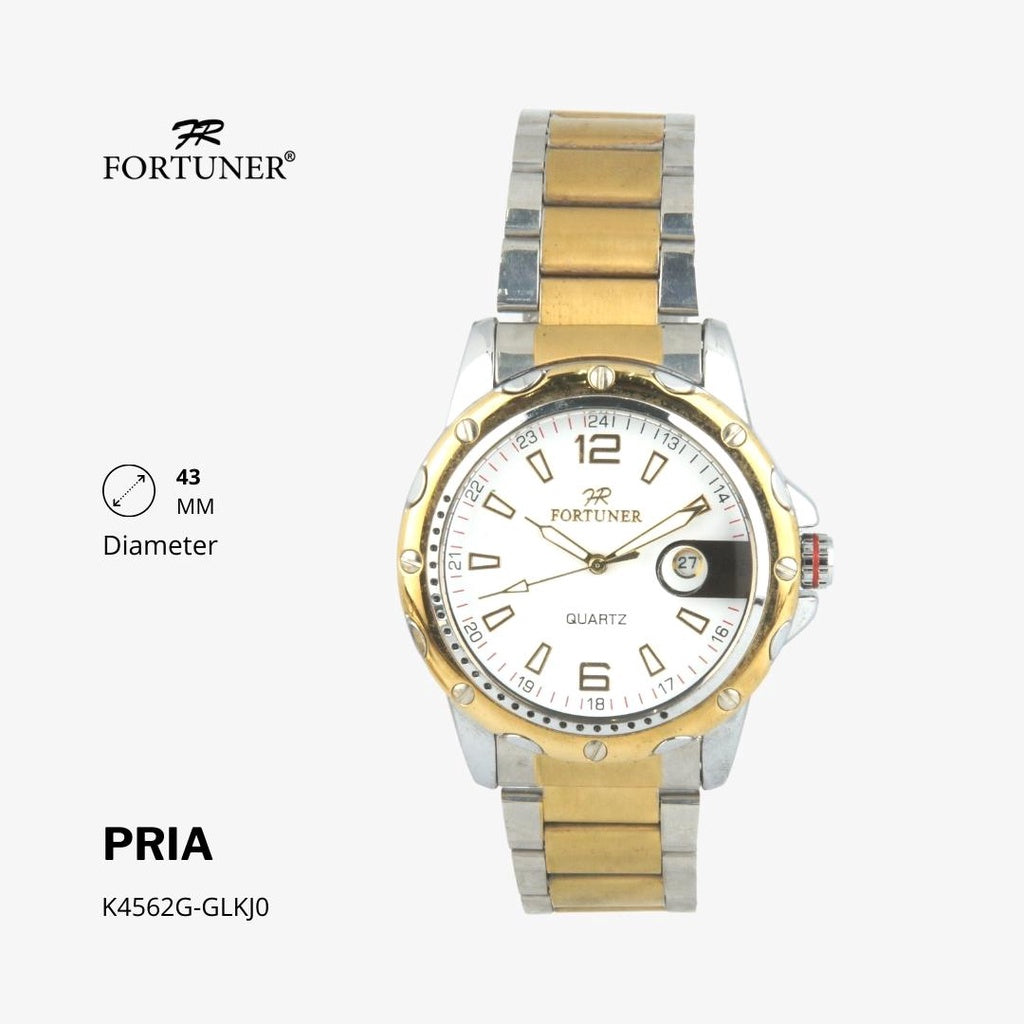 Fortuner Jam Tangan Fashion Pria Analog Water Resistant Rantai Stainless Harwood