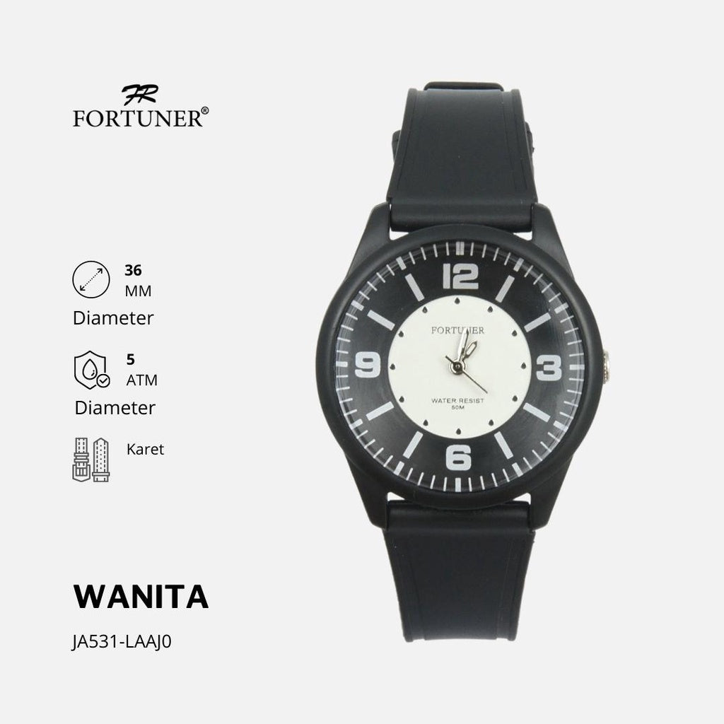 Fortuner Jam Tangan Analog Wanita Water Resistant Rubber Priscilla