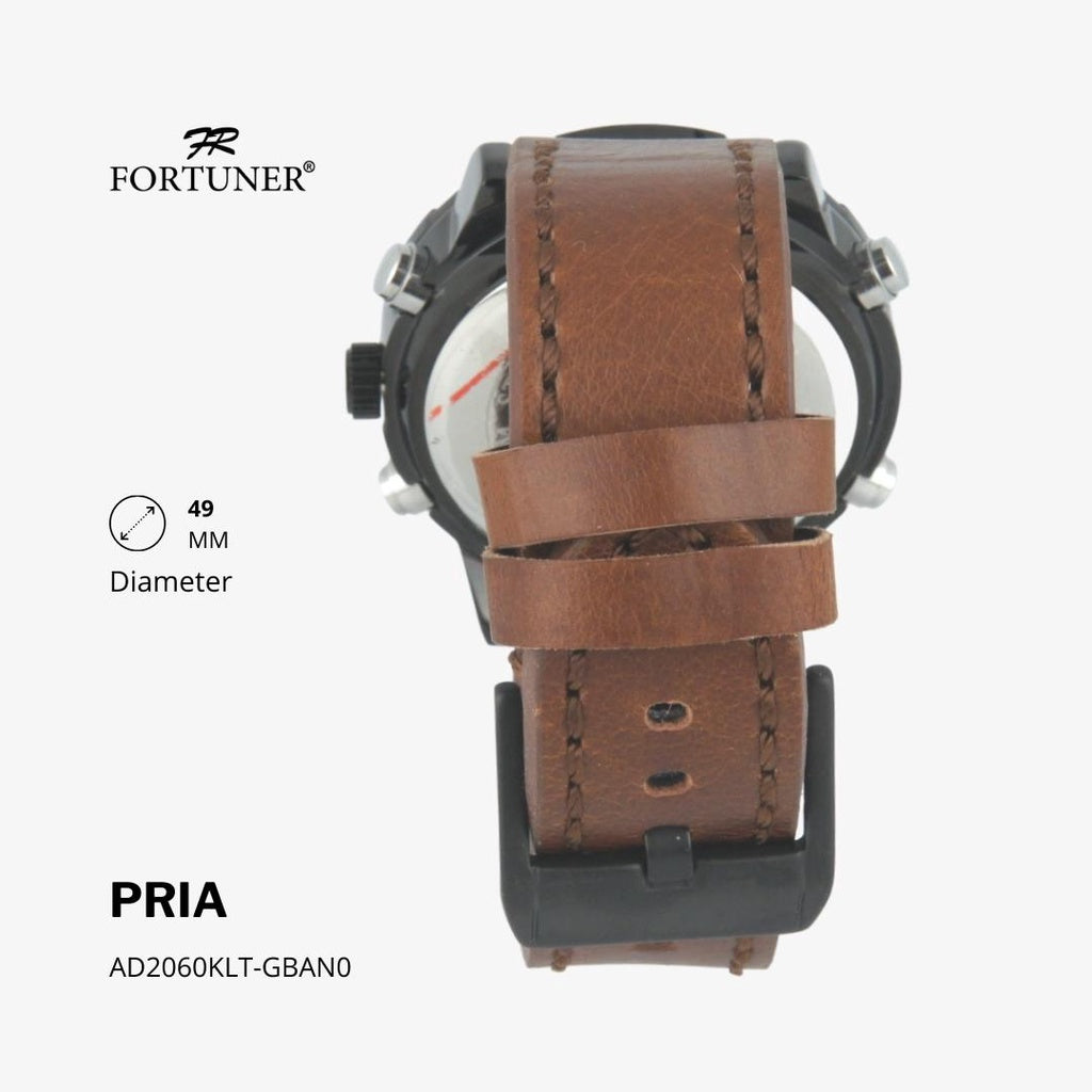 Fortuner Jam Tangan Pria Double Time Water Resistant Kulit Gavin