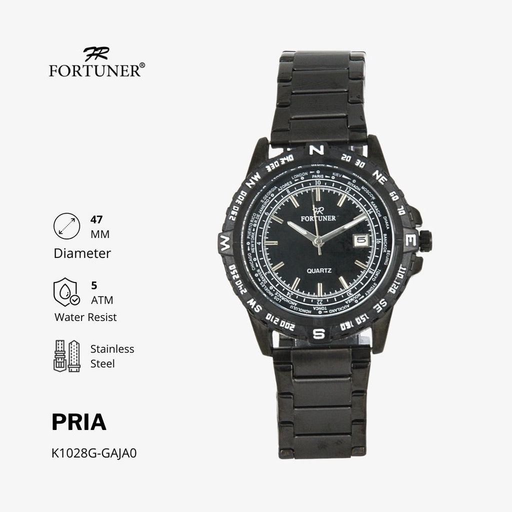 Fortuner Jam Tangan Analog Pria Water Resistant Rantai Waddell