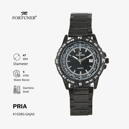 Fortuner Jam Tangan Analog Pria Water Resistant Rantai Waddell