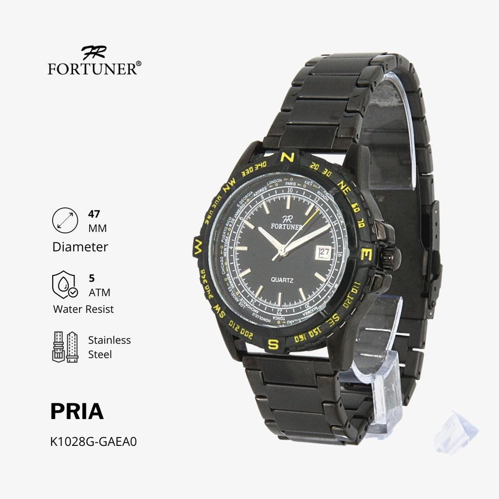 Fortuner Jam Tangan Analog Pria Water Resistant Rantai Waddell