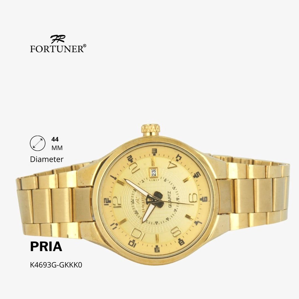 Fortuner Jam Tangan Fashion Pria Analog Water Resistant Rantai Stainless Gold Harrie