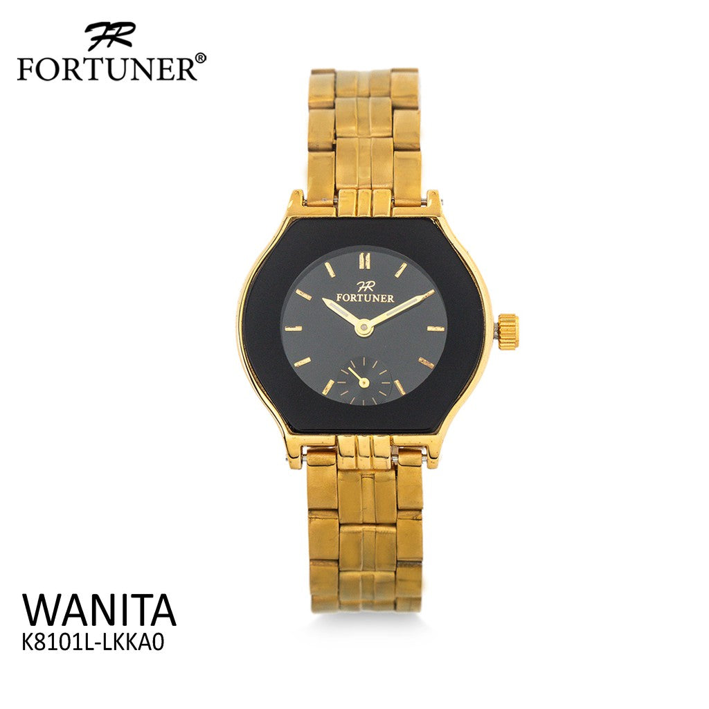 Fortuner Jam Tangan Wanita Analog Gold Black Water Resistant Alvira