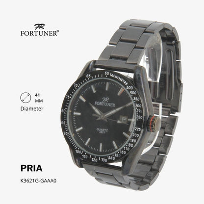 Fortuner Jam Tangan Sports Pria Analog Water Resistant Rantai Stainless Hitam Hobbes