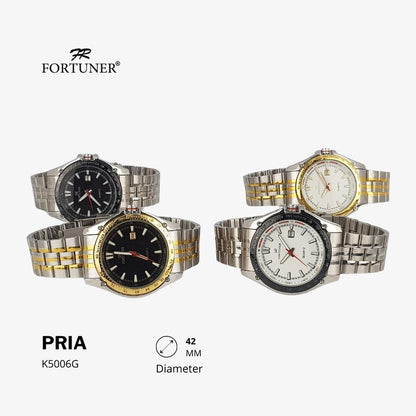 Fortuner Jam Tangan Fashion Pria Analog Water Resistant Rantai Stainless Silver Gold Howland