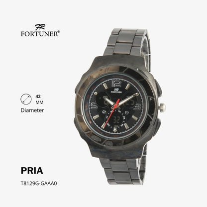 Fortuner Jam Tangan Pria Dual Time Water Resist Rantai Conwy