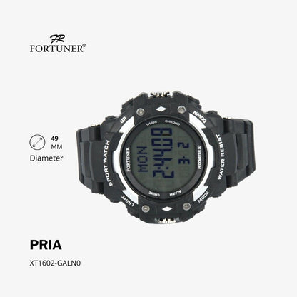 Fortuner Jam Tangan Sports Watch Digital Chrono Pria Black Water Resistant Rubber George