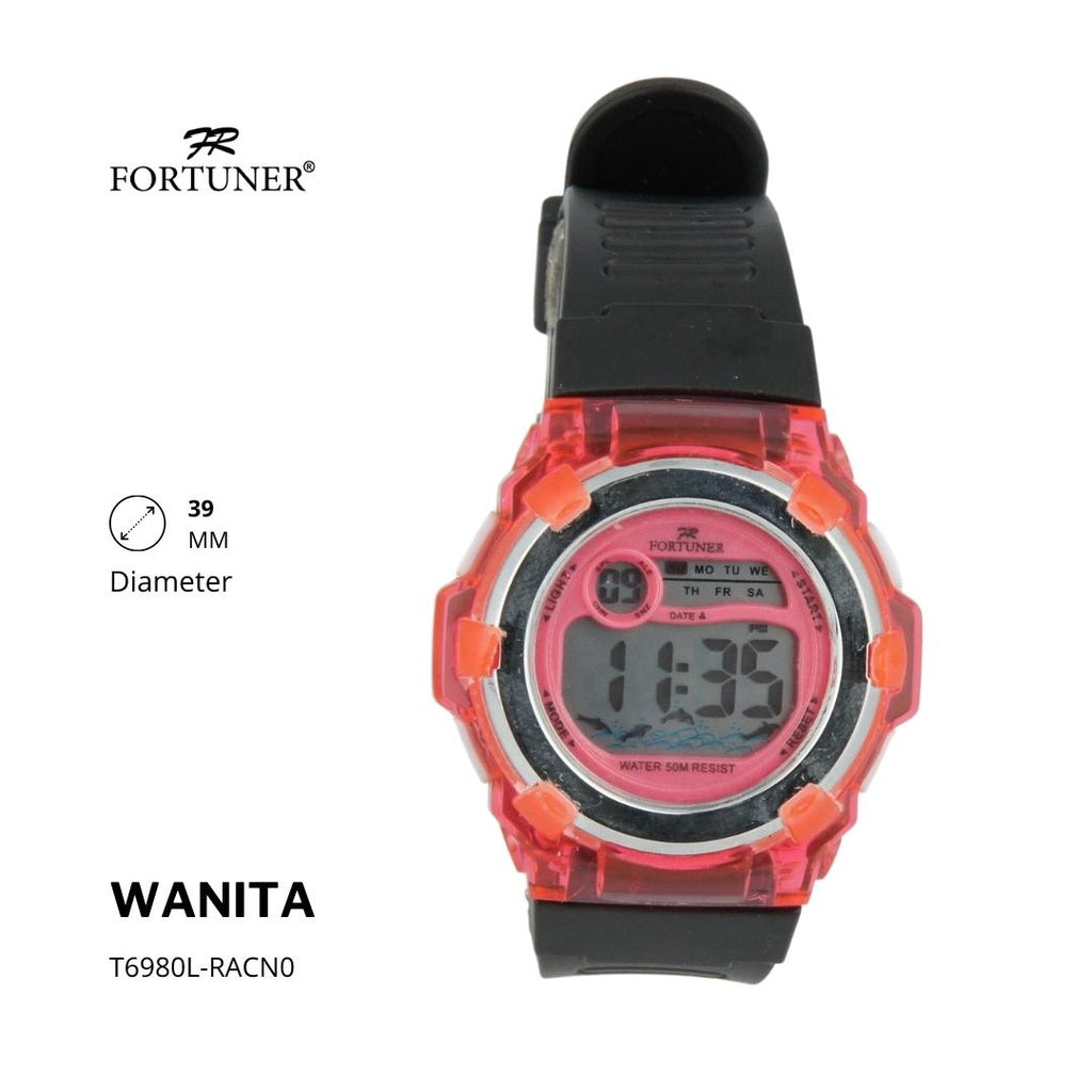 Fortuner Jam Tangan Wanita Digital Water Resist Rubber Fyona