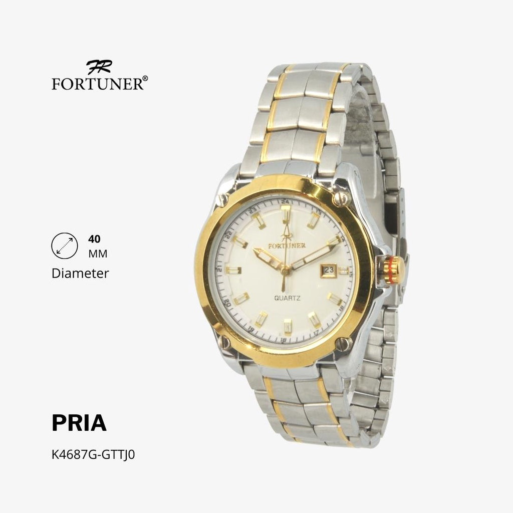 Fortuner Jam Tangan Pria Analog Water Resistant Rantai Stainless Silver Gold Hitam Hanford