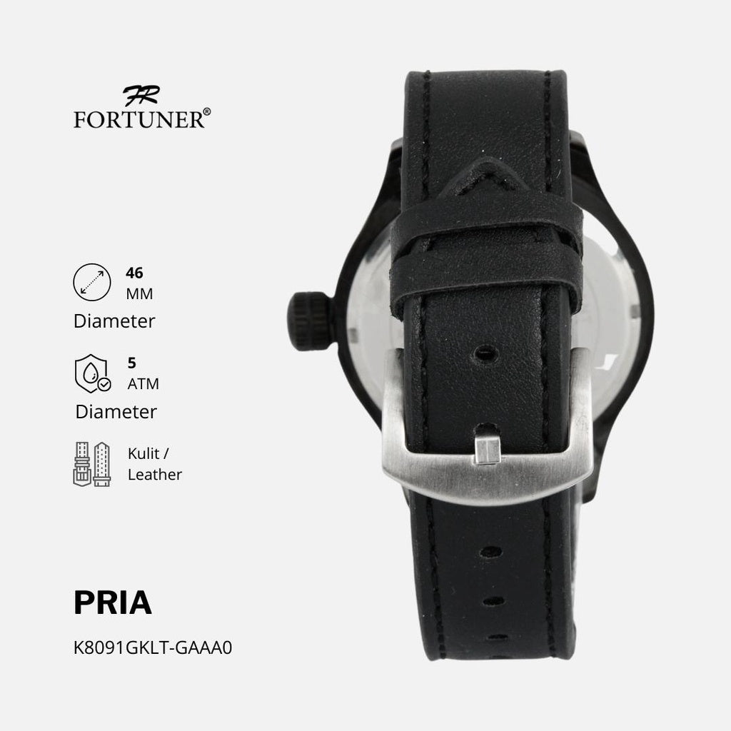 Fortuner Jam Tangan Pria Analog Sport Water Resistant Kulit Bane