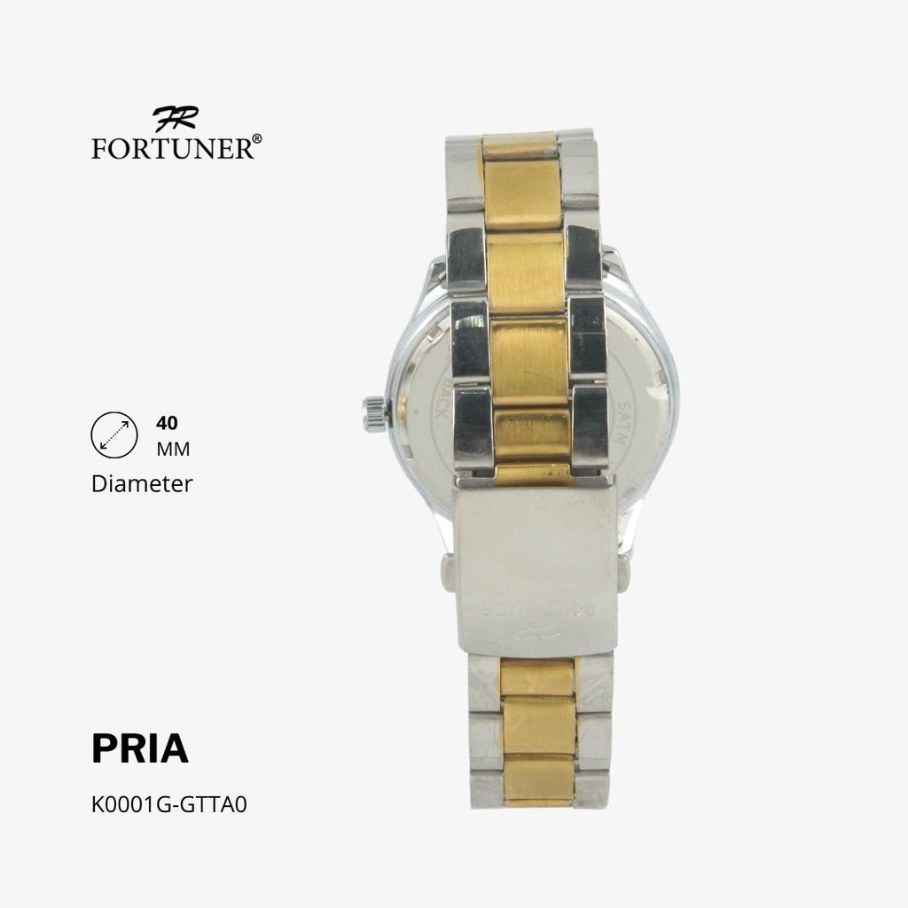 Fortuner Jam Tangan Casual Pria Analog Water Resistant Rantai Stainless Gold Silver Hitam Hammad