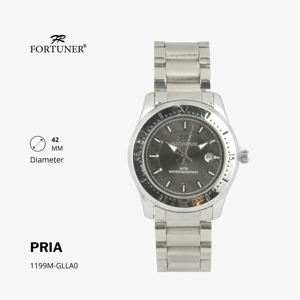 Fortuner Jam Tangan Analog Pria Water Resistant Rantai Stainless Gold Silver Black Hamlin