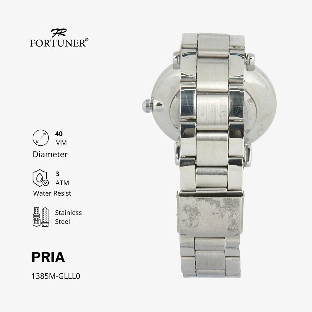 Fortuner Jam Tangan Water Resist / Tahan Air Pria Analog Rantai Stainless Black