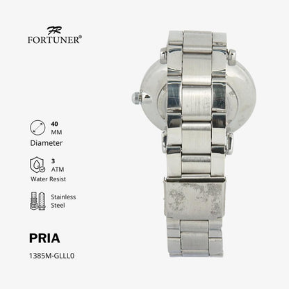 Fortuner Jam Tangan Water Resist / Tahan Air Pria Analog Rantai Stainless Black