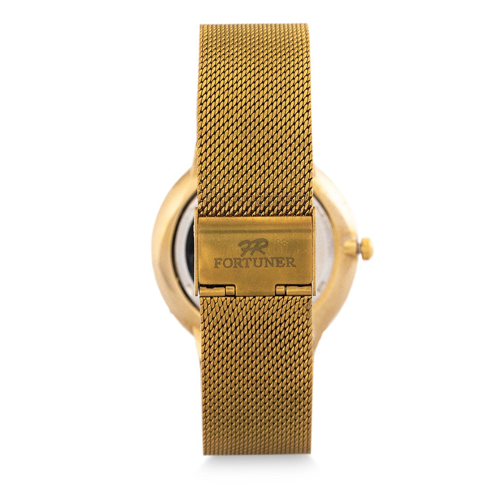 Fortuner Jam Tangan Analog Pria Gold Putih Water Resistant Alan