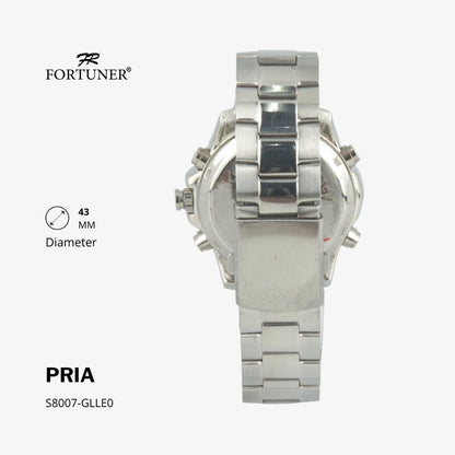 Fortuner Jam Tangan Pria Double Time Silver Black Water Resistant Giov