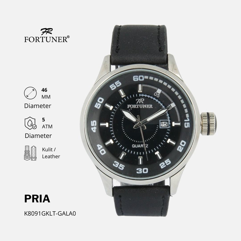 Fortuner Jam Tangan Pria Analog Sport Water Resistant Kulit Bane